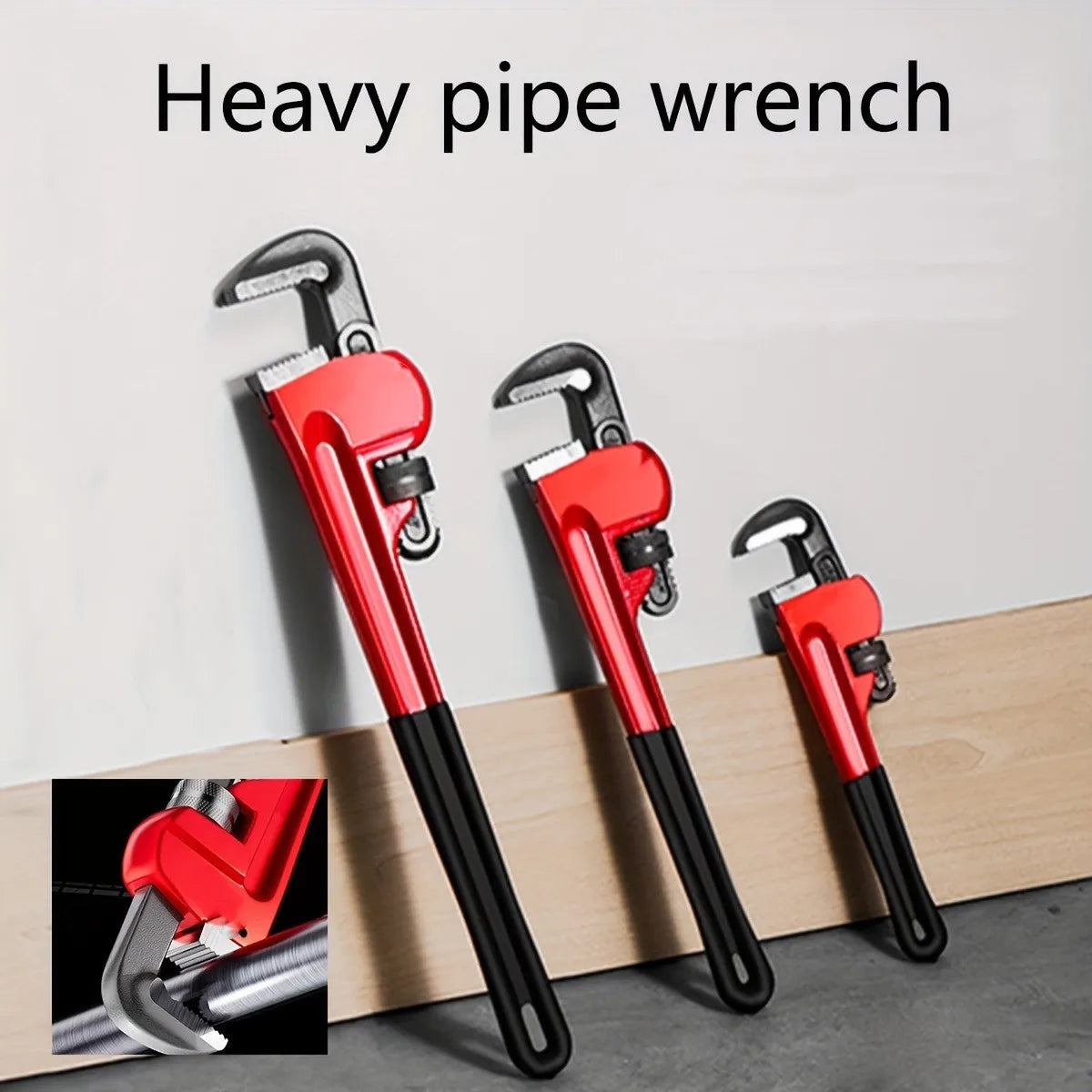 Heavy-Duty Adjustable Pipe Wrench – Heat Treated Steel, 8", 10" or 12"