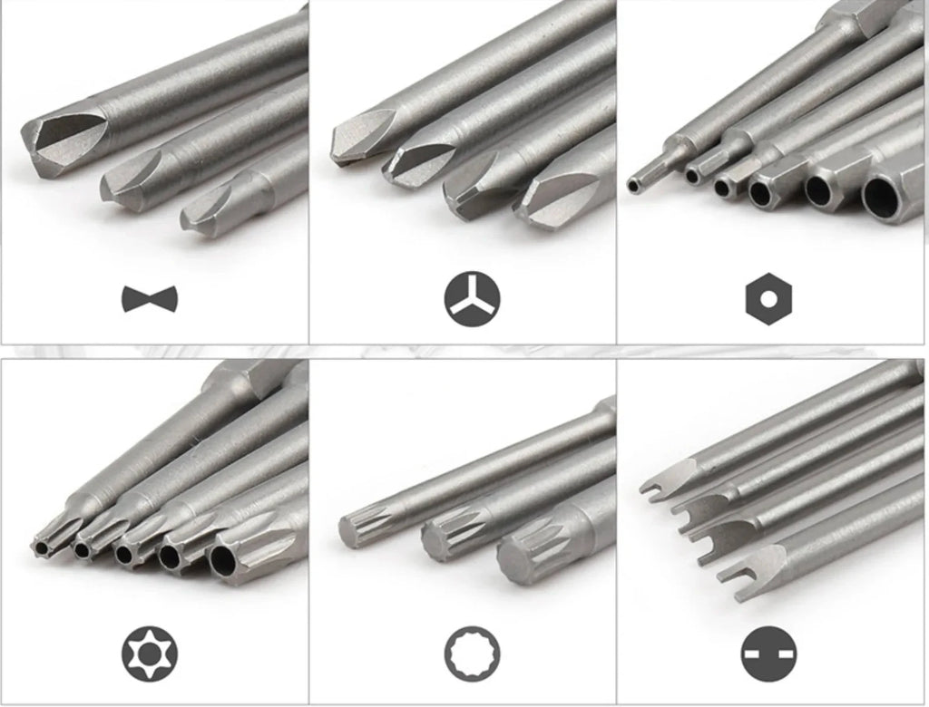 50pc 75mm Extra Long Screwdriver Bit Set – CR-V Torx, Hex, Phillips, Security Bits with Magnetic Holder & Case