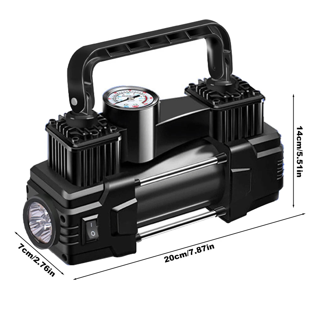 Shunmaii 12V 150PSI Dual Cylinder Tyre Inflator – Heavy Duty Electric Air Pump with LED Light