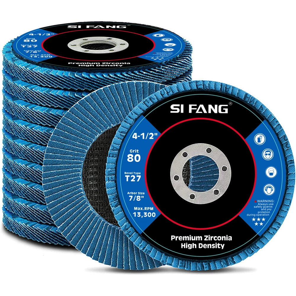 SI FANG 115mm T27 Zirconia Flap Discs – 40/60/80/120 Grit for Angle Grinder (2/5/10 Pack)