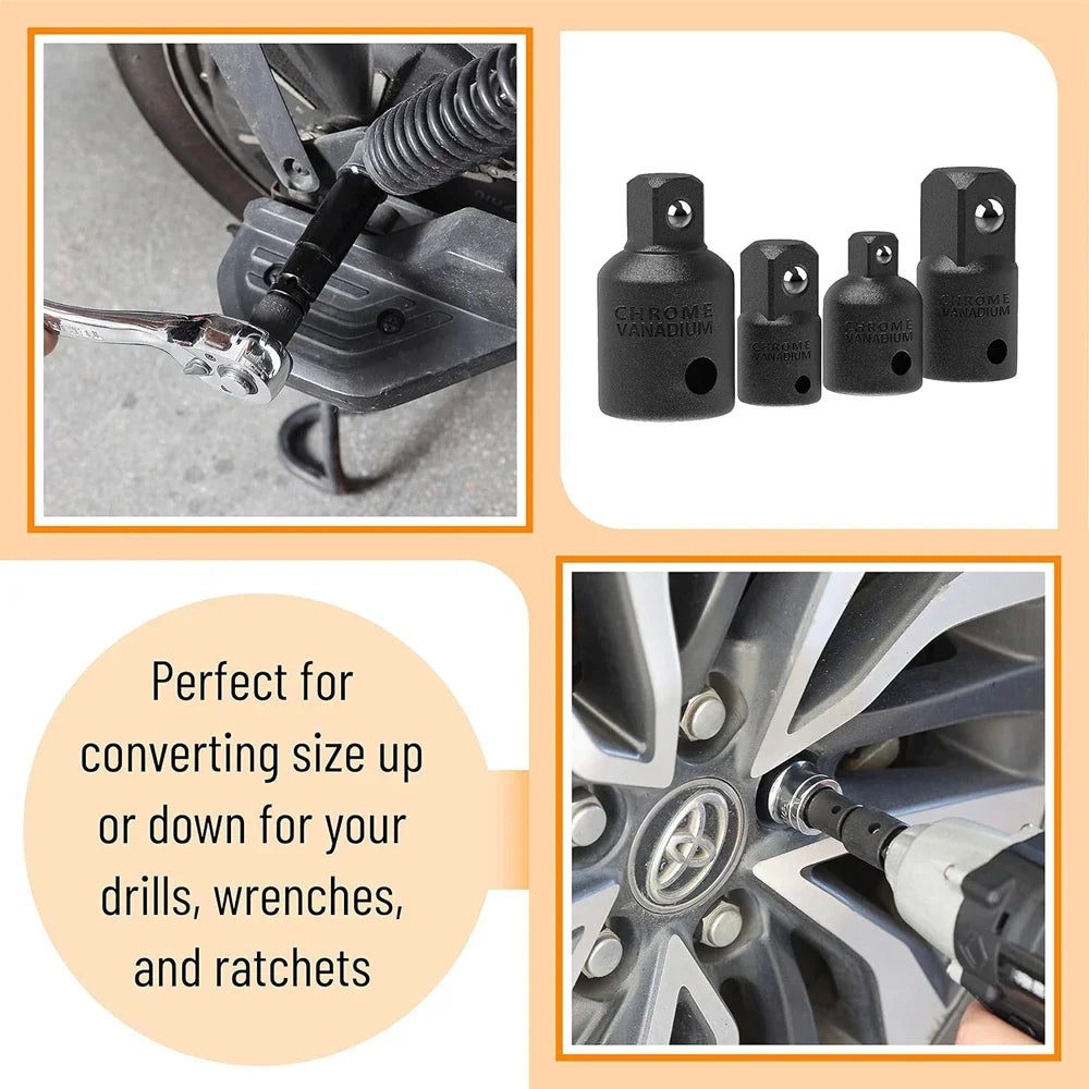 4pc Impact Socket Adapter & Reducer Set | 1/4", 3/8" & 1/2" Drive Conversions