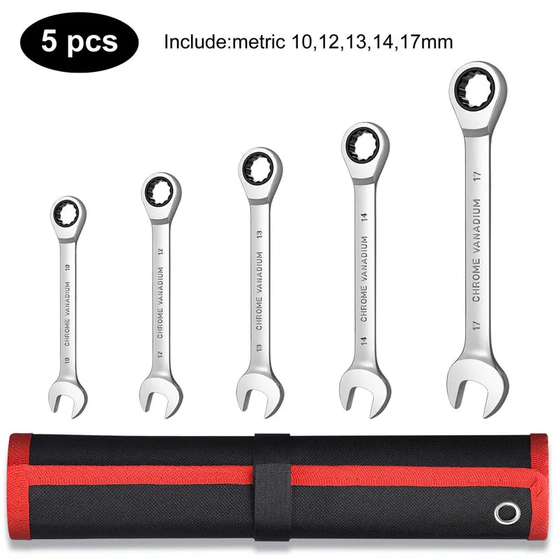 Venmess 12-Point Ratcheting Wrench Set – CR-V 72-Tooth 5° Swing Metric 8-22mm