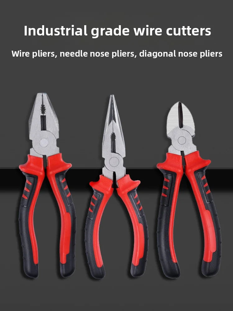 6" Chrome Vanadium Electrical Pliers – Wire Cutters, Needle Nose & Angled