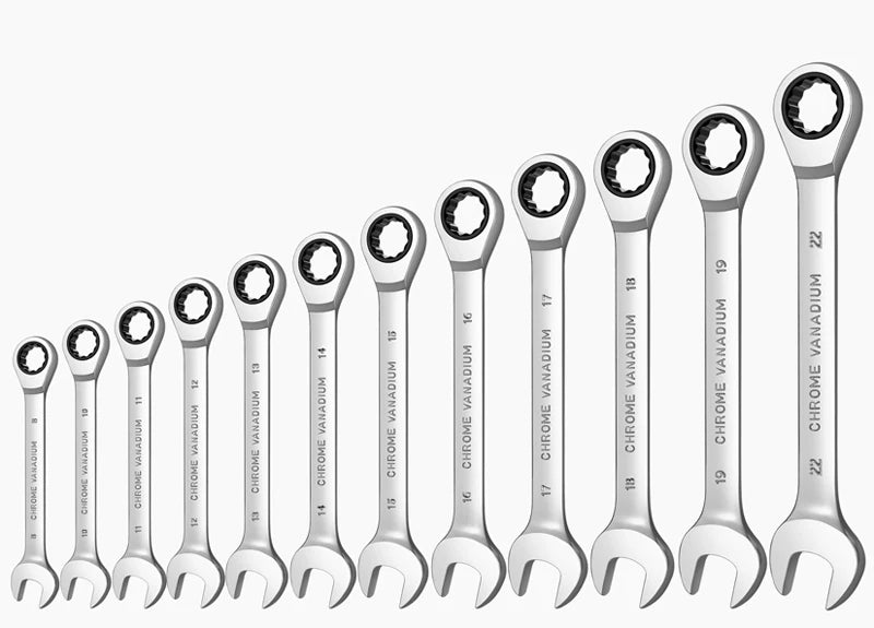 Venmess 12-Point Ratcheting Wrench Set – CR-V 72-Tooth 5° Swing Metric 8-22mm