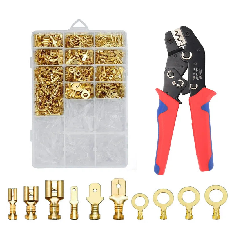 Insulated Crimp Terminal & Spade Connector Kit – 2.8/6.3mm (135 to 1000pcs)