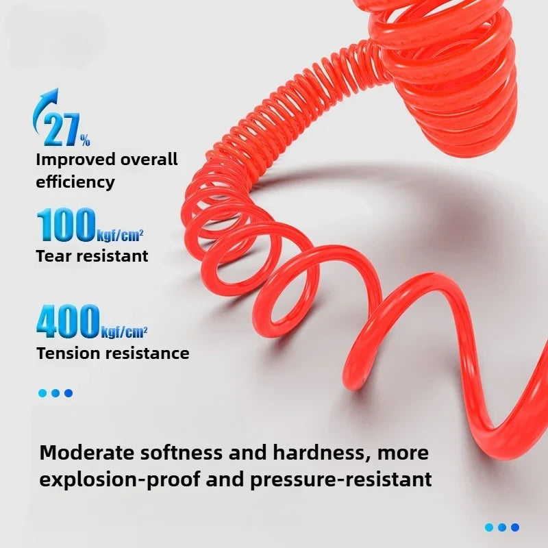 PU Spring Spiral Air Hose with Fittings – 6/9/12/15M Flexible Pneumatic Compressor Hose