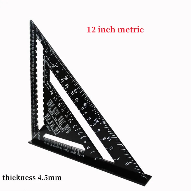 Triangle Ruler Set – 7" & 12" Alloy Metal Carpenter Square for Woodworking & Construction