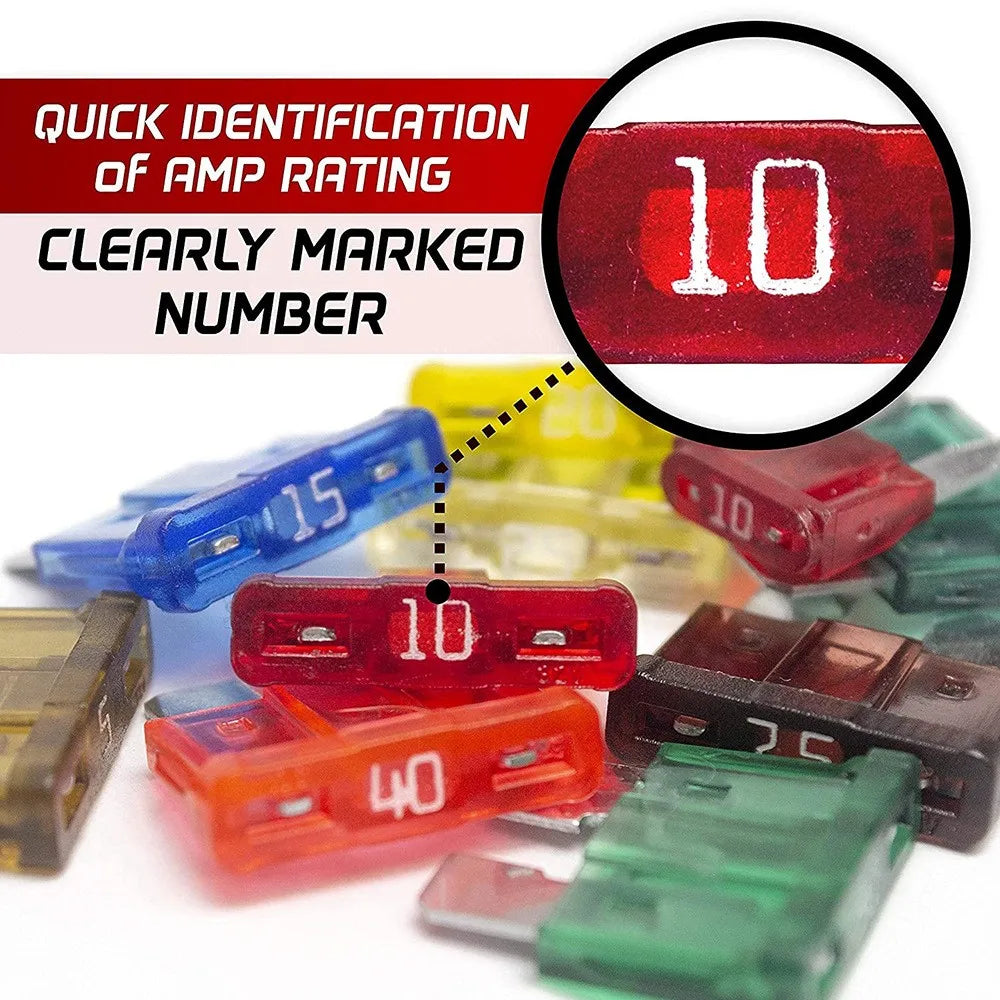 Automotive Blade Fuse Assortment Kit – Micro, Mini & Standard, 2A–40A (120, 180 or 300 Pack)