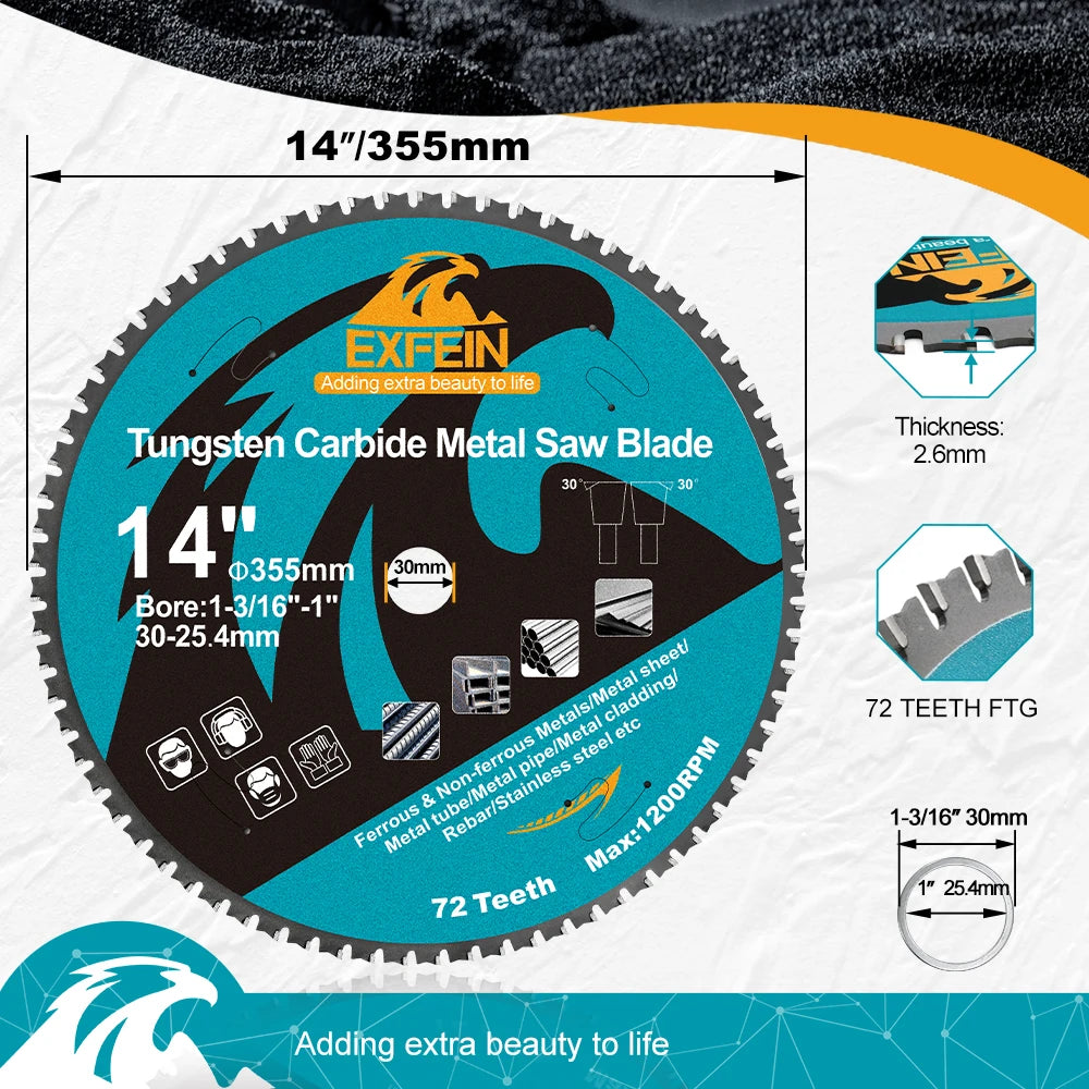 Carbide FTG Alloy Saw Blade – 165/184/254/305/355mm for Stainless Steel, Timber & Sheet Metal