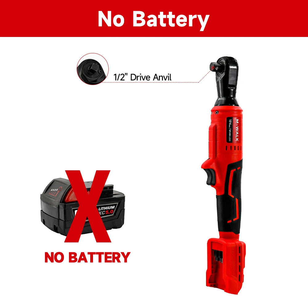 M-WALK 18V Cordless Brushless Ratchet Wrench – Right Angle, 80Nm, 1/2" & 3/8" Drive