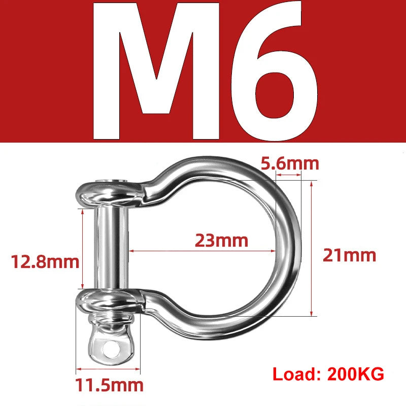 304 Stainless Steel Shackles – D-Ring & Bow (M4–M16)