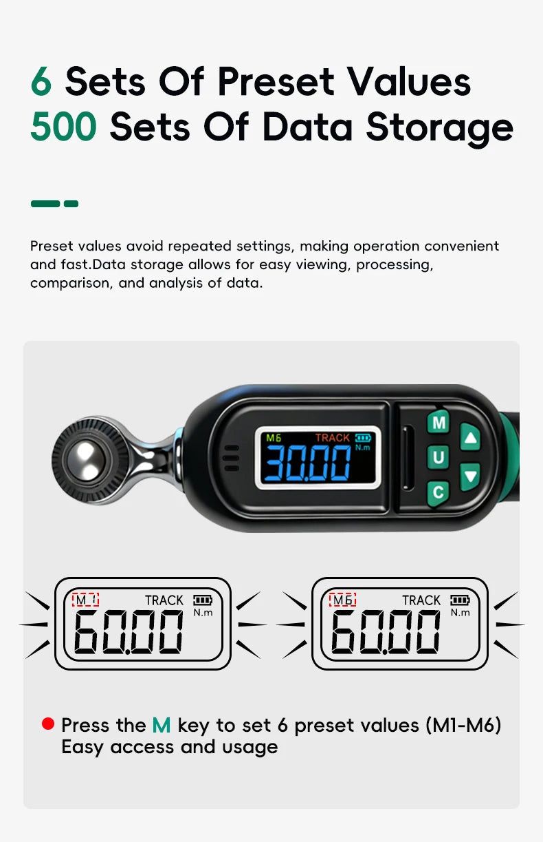 Toolisyn Digital Torque Wrench – 1/4", 3/8" & 1/2" Drive, ±2% Accuracy, 0.3–500N.m (DTW-1)