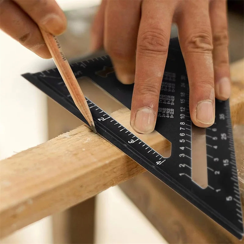 Triangle Ruler Set – 7" & 12" Alloy Metal Carpenter Square for Woodworking & Construction