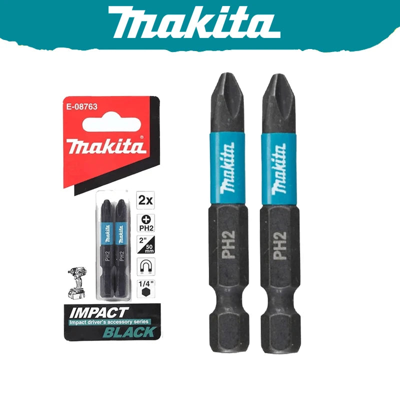 Makita E-08763 Compatible Impact Screwdriver Bits – PH2 50mm, Magnetic, 2-Pack