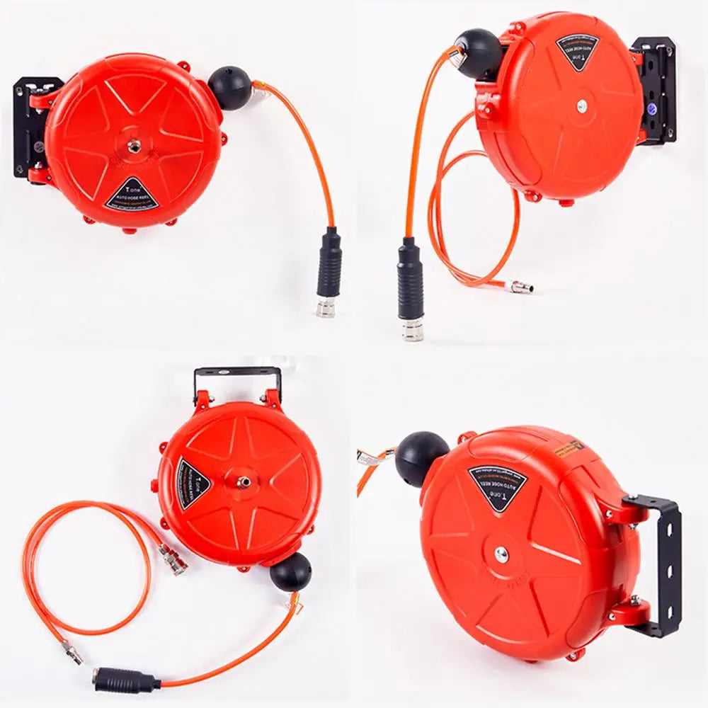 10M Auto-Rewind Air Hose Reel – Wall Mounted with Swivel Bracket & Quick Coupler