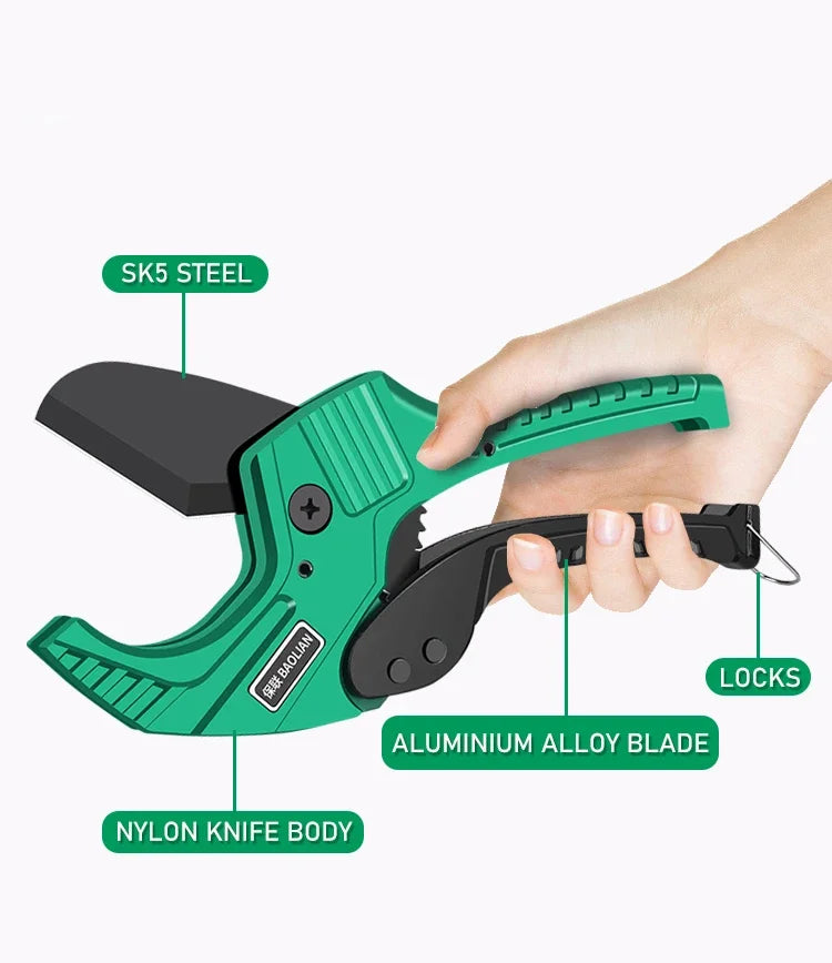 Ratchet Pipe Cutter – SK5 Blade, PVC / PU / PP / PE Hose (42mm or 64mm Capacity)