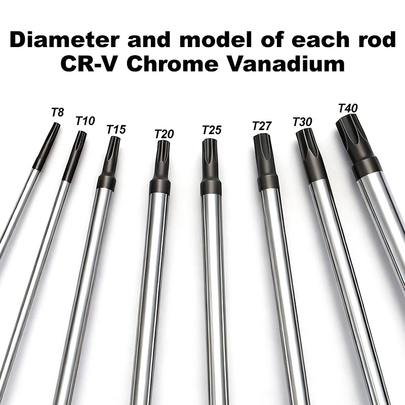 Magnetic Torx Screwdriver Set – T8 to T40 CR-V Anti-Rust (Individual or 8-Piece Set)
