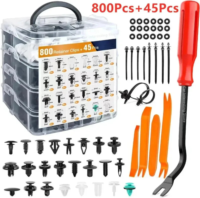 Car Fastener Clip Kit – Push Retainer Pins & Rivets (100 to 925 pcs)