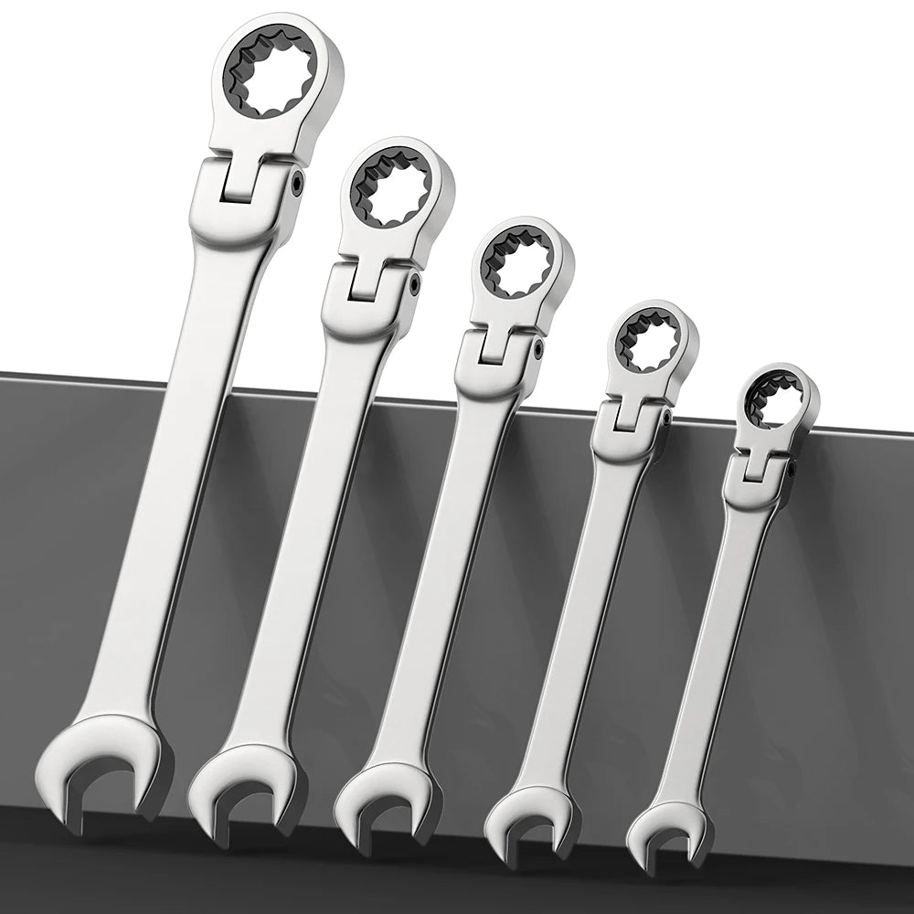 WOZOBUY Flex-Head Ratchet Wrench Set – 6-22mm Chrome Vanadium 72-Tooth with Canvas Bag