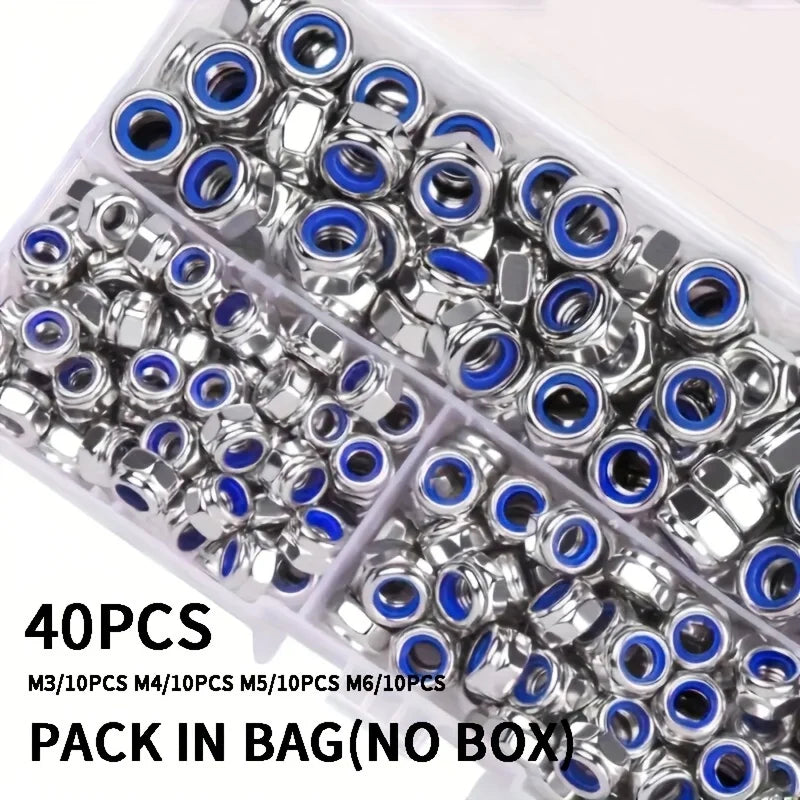 Hex Lock Nut Assortment M3–M10 – Galvanised Anti-Loosening Locknuts (40, 42, 200 or 220 Pack)
