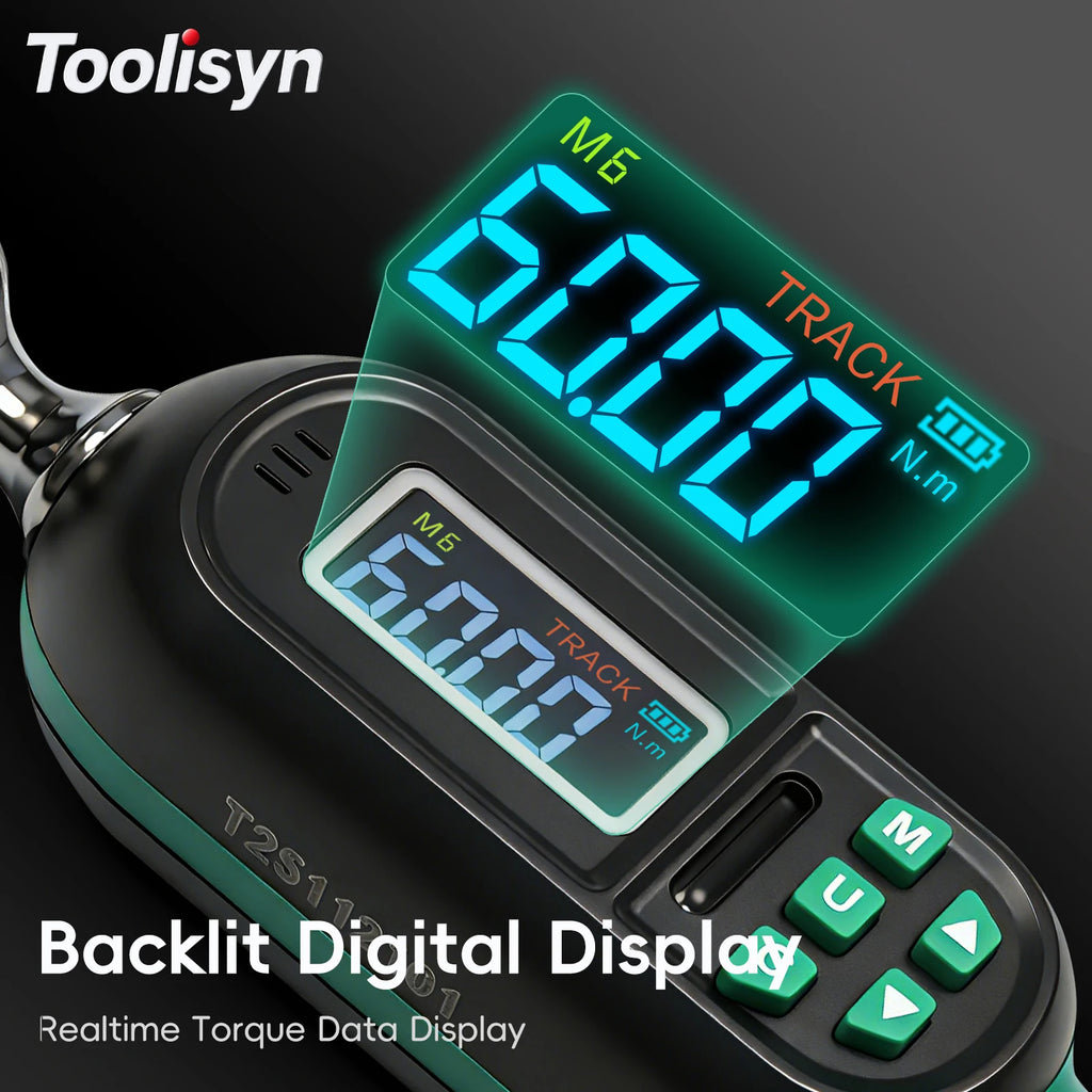 Toolisyn Digital Torque Wrench – 1/4", 3/8" & 1/2" Drive, ±2% Accuracy, 0.3–500N.m (DTW-1)