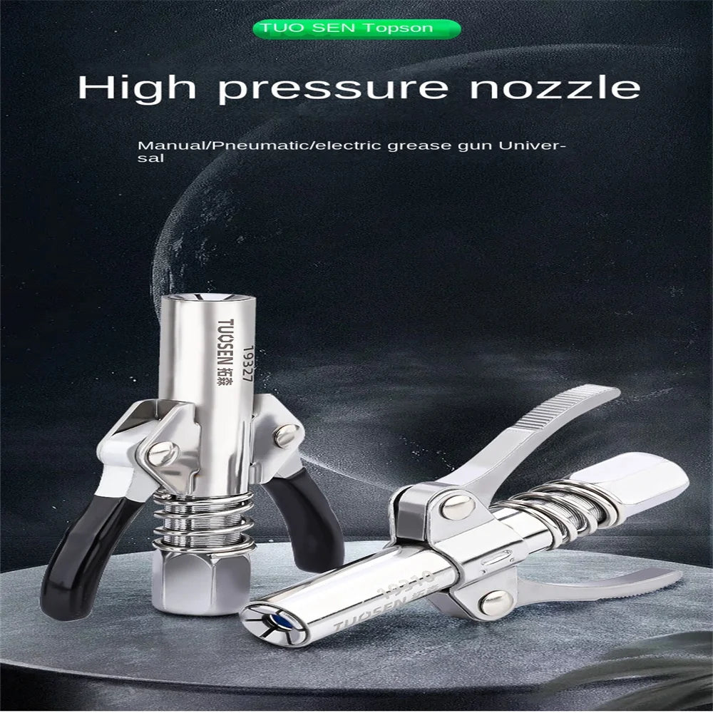 Double Handle High-Pressure Grease Gun Coupler – Self-Locking Universal Nozzle 1/8 NPT
