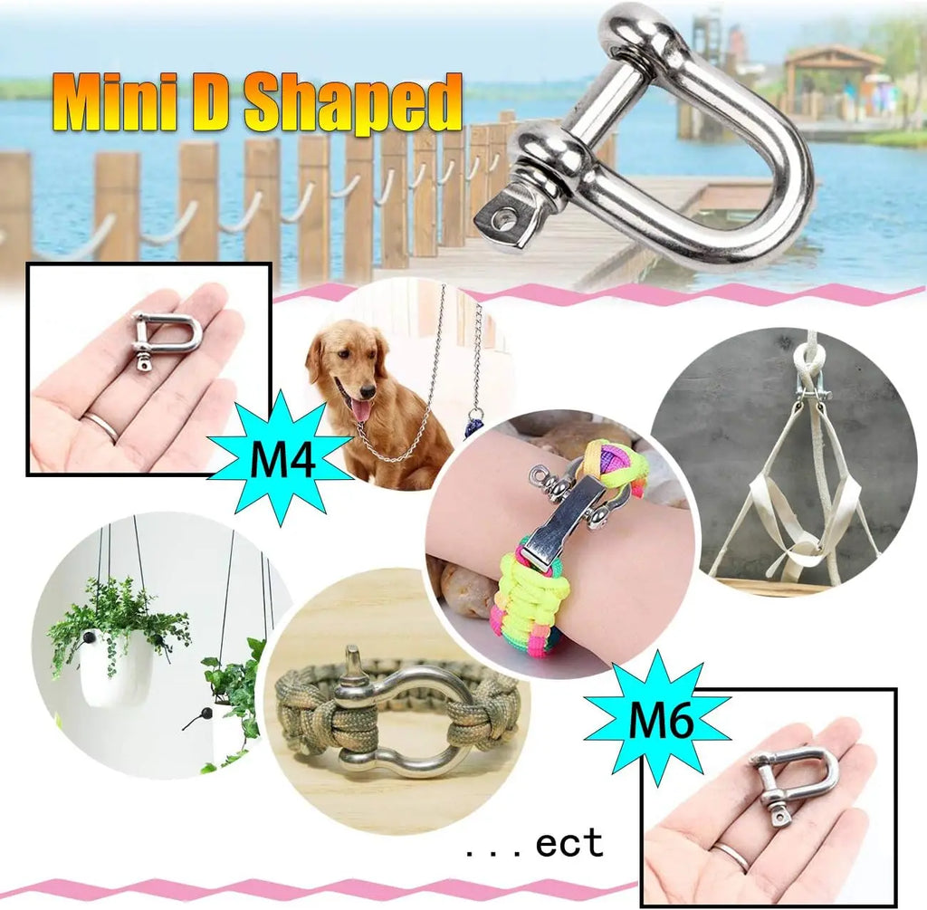 304 Stainless Steel Shackles – D-Ring & Bow (M4–M16)