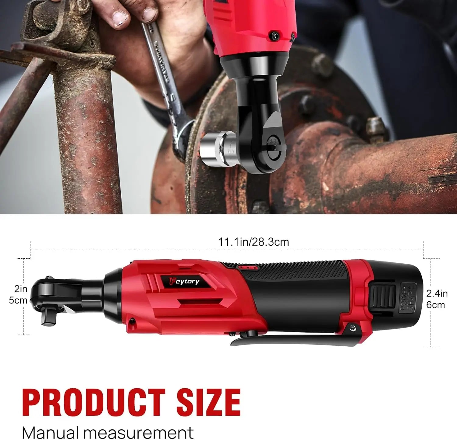 12V Cordless Ratchet Wrench | 3/8" Drive | 2x 1500mAh Batteries & 7 Sockets Included
