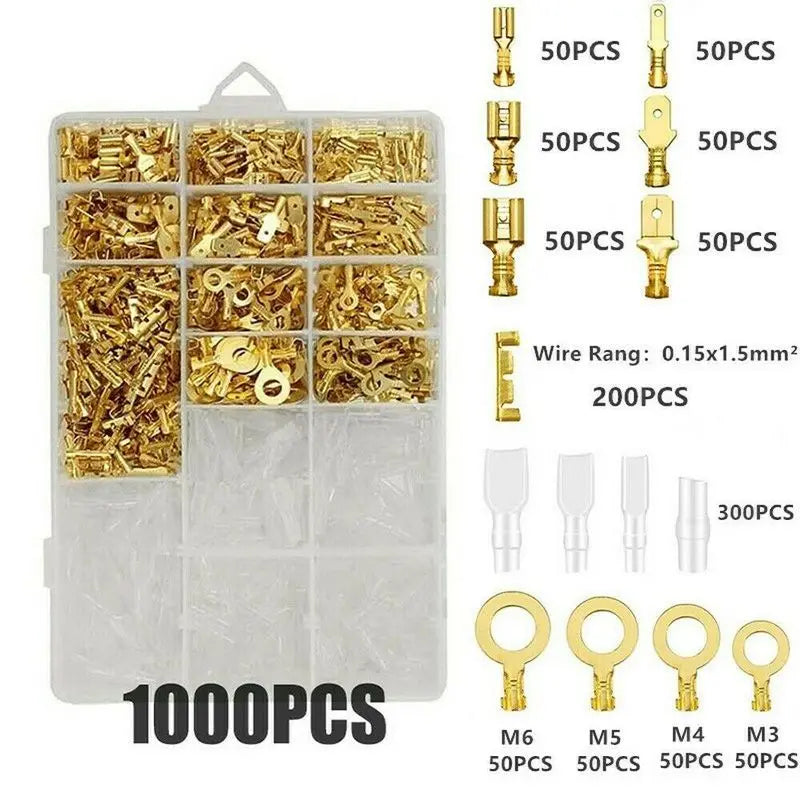 Insulated Crimp Terminal & Spade Connector Kit – 2.8/6.3mm (135 to 1000pcs)