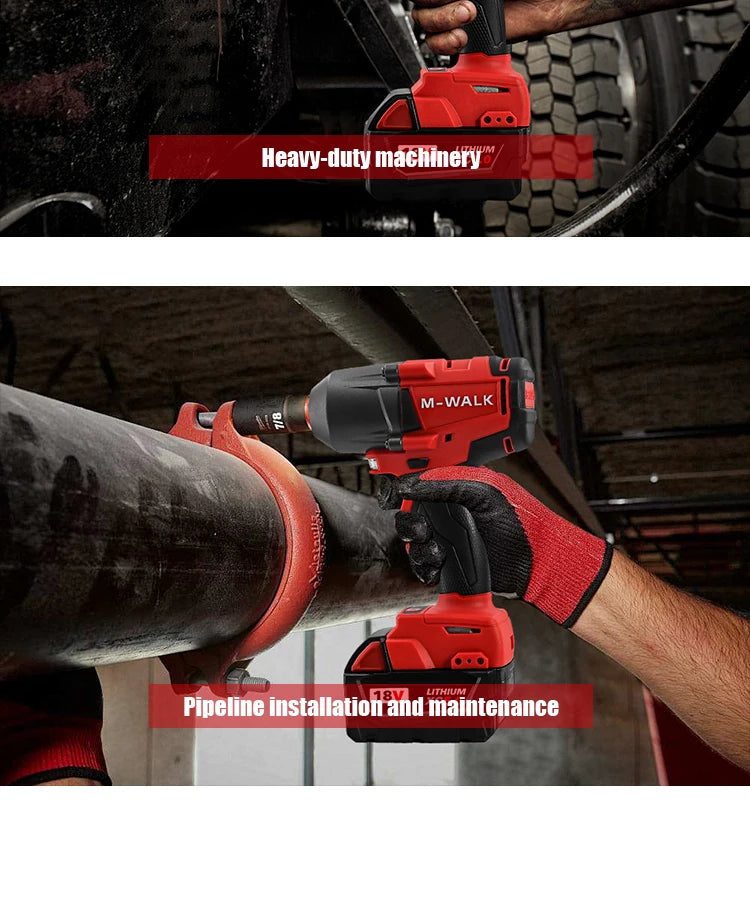 M-WALK 18V Brushless Cordless Impact Wrench – 1300Nm, 1/2" Drive, Milwaukee M18 Compatible (Tool Only)