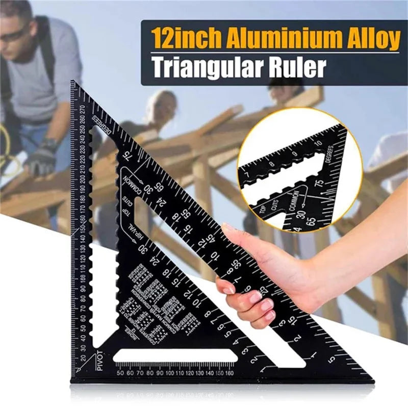 Triangle Ruler Set – 7" & 12" Alloy Metal Carpenter Square for Woodworking & Construction
