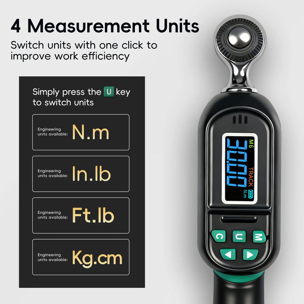 Toolisyn Digital Torque Wrench – 1/4", 3/8" & 1/2" Drive, ±2% Accuracy, 0.3–500N.m (DTW-1)