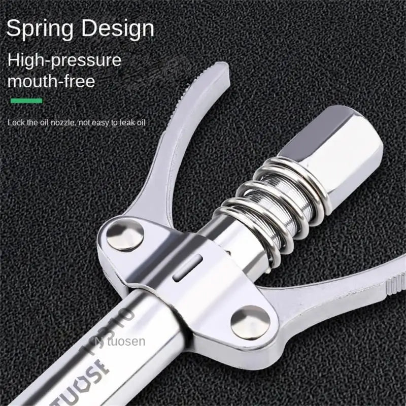 Double Handle High-Pressure Grease Gun Coupler – Self-Locking Universal Nozzle 1/8 NPT