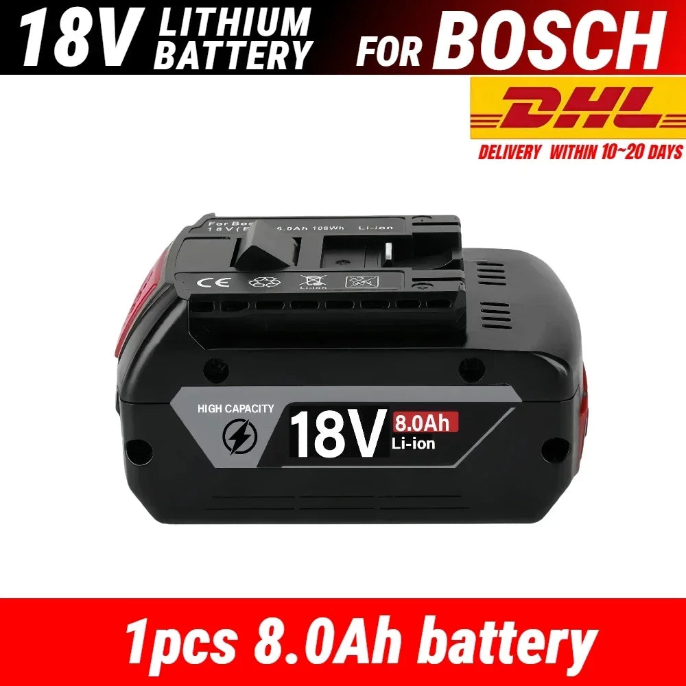 Bosch 18V Compatible Lithium-Ion Battery – 8.0Ah / 10.0Ah / 12.0Ah with BMS Protection | GBA18V BAT618