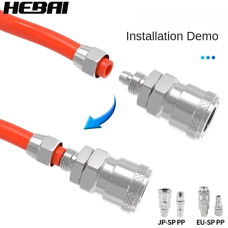 PU Spring Spiral Air Hose with Fittings – 6/9/12/15M Flexible Pneumatic Compressor Hose