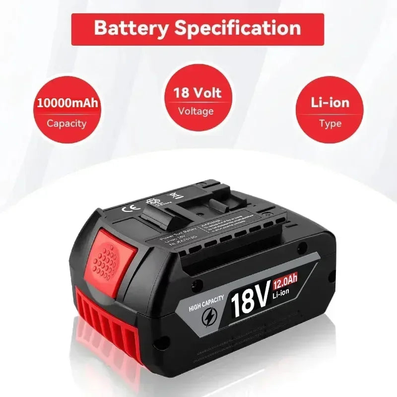 Bosch 18V Compatible Lithium-Ion Battery – 8.0Ah / 10.0Ah / 12.0Ah with BMS Protection | GBA18V BAT618
