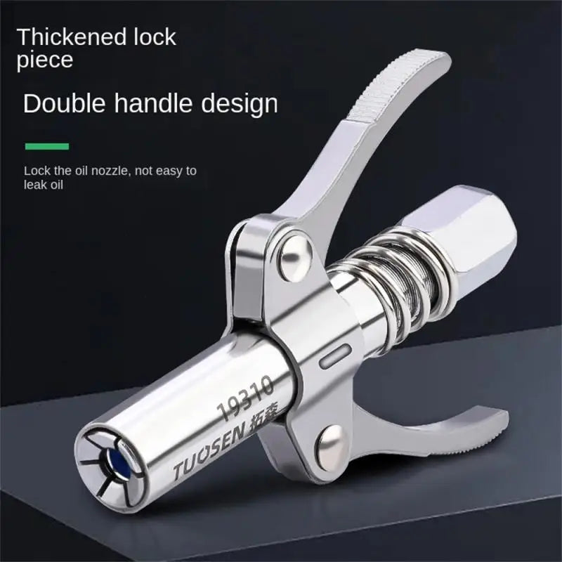 Double Handle High-Pressure Grease Gun Coupler – Self-Locking Universal Nozzle 1/8 NPT
