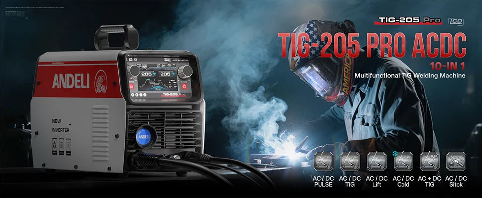 ANDELI TIG-205PRO 200A AC/DC Multiprocess TIG Welder with Pulse
