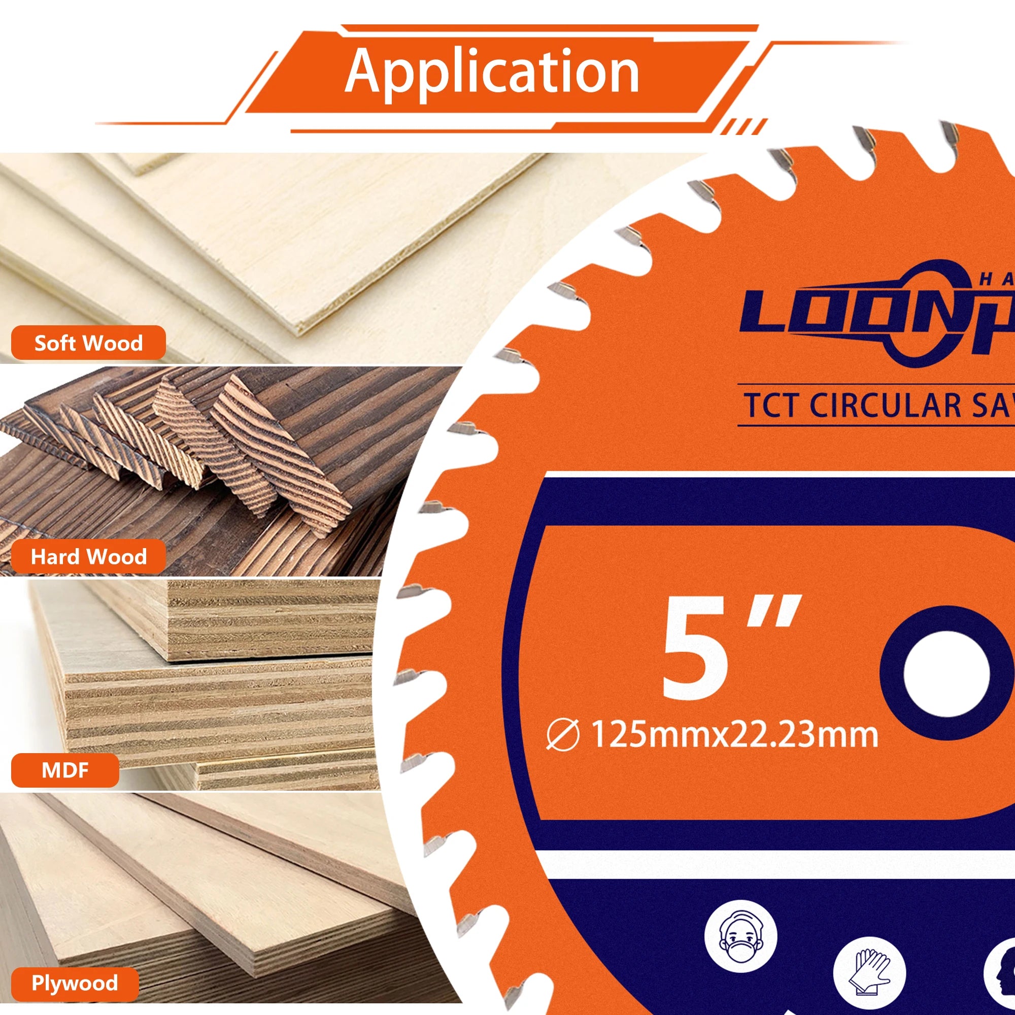 LOONPON TCT Circular Saw Blade – 125/165/216/254mm 40/60/80T Wood Cutting