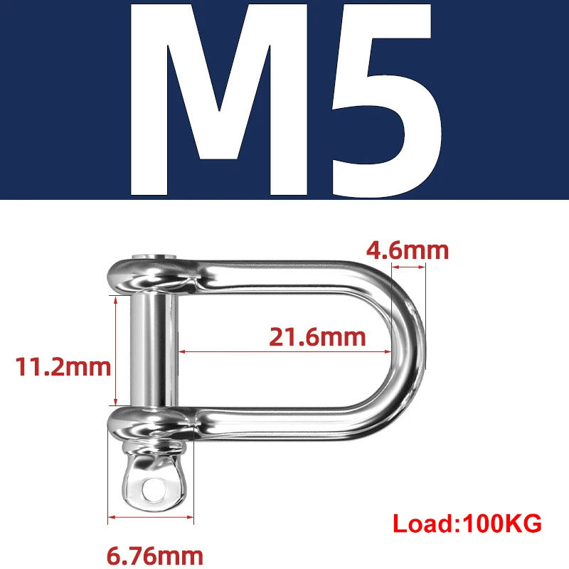 304 Stainless Steel Shackles – D-Ring & Bow (M4–M16)