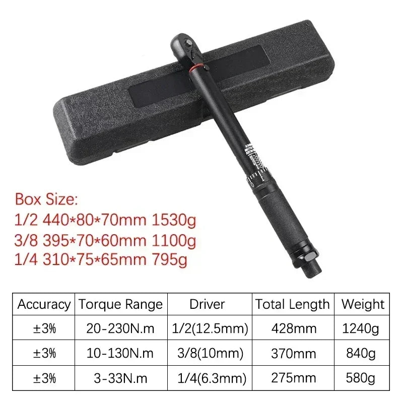DUTRIEUX Adjustable Torque Wrench | ±3% Accuracy | 1/4", 3/8" & 1/2" Drive | High Carbon Steel