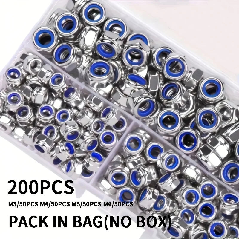 Hex Lock Nut Assortment M3–M10 – Galvanised Anti-Loosening Locknuts (40, 42, 200 or 220 Pack)