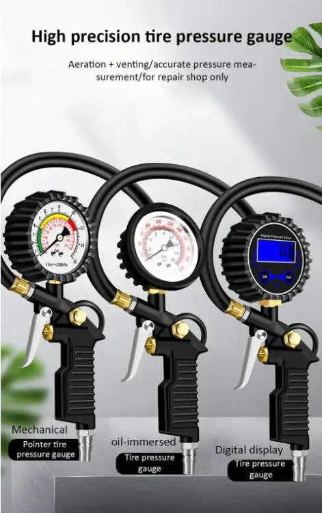 Tire Pressure Gauge 220PSI – Car, Truck & Motorcycle Tyre Inflator with Flexible Hose