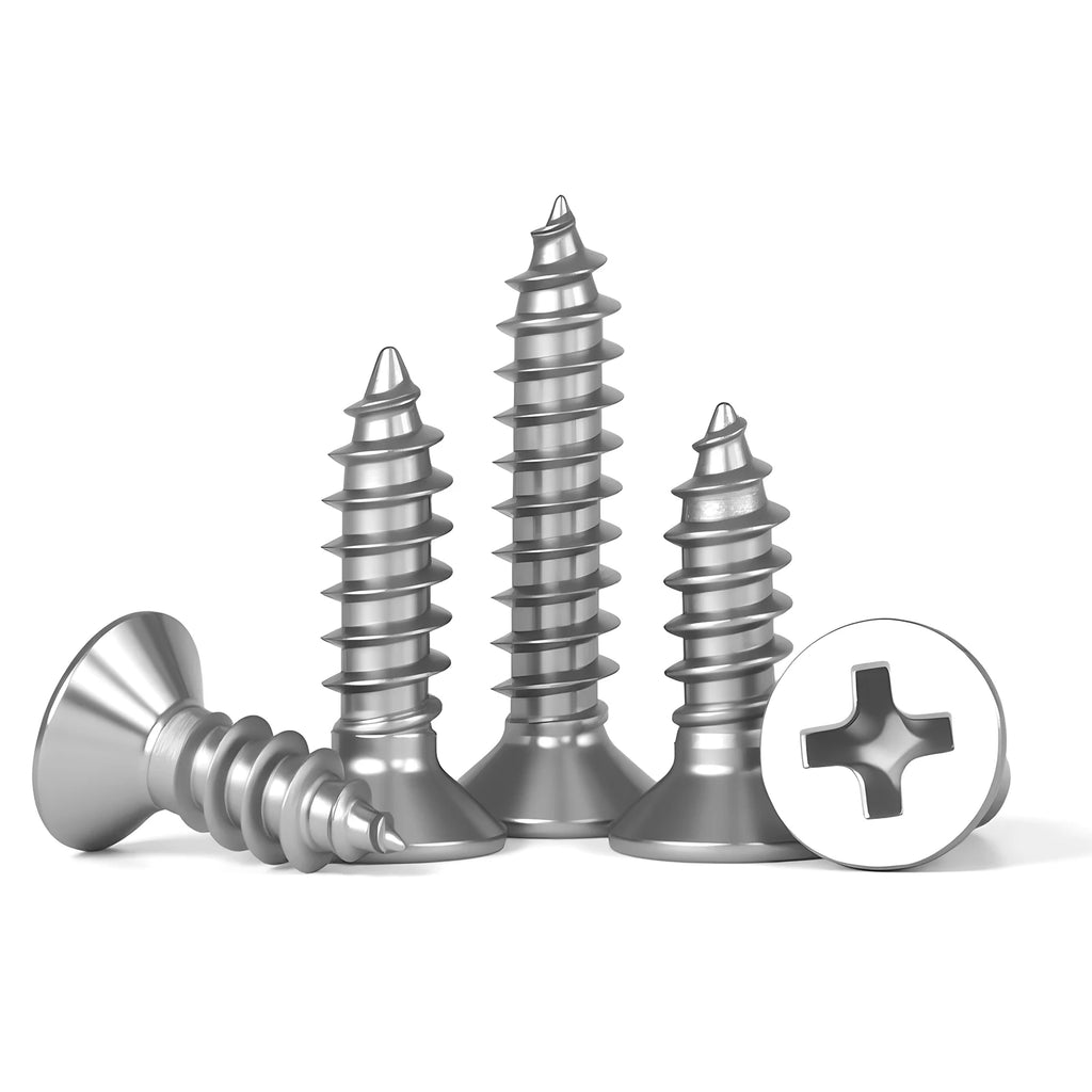 304 Stainless Steel Phillips Flat Head Self-Tapping Screws | M1.2–M8 | Multiple Lengths | Wood & Furniture
