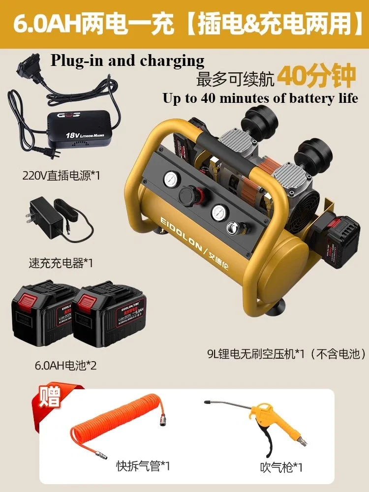 Cordless Lithium Battery Air Compressor | 9L Portable High-Pressure Pump