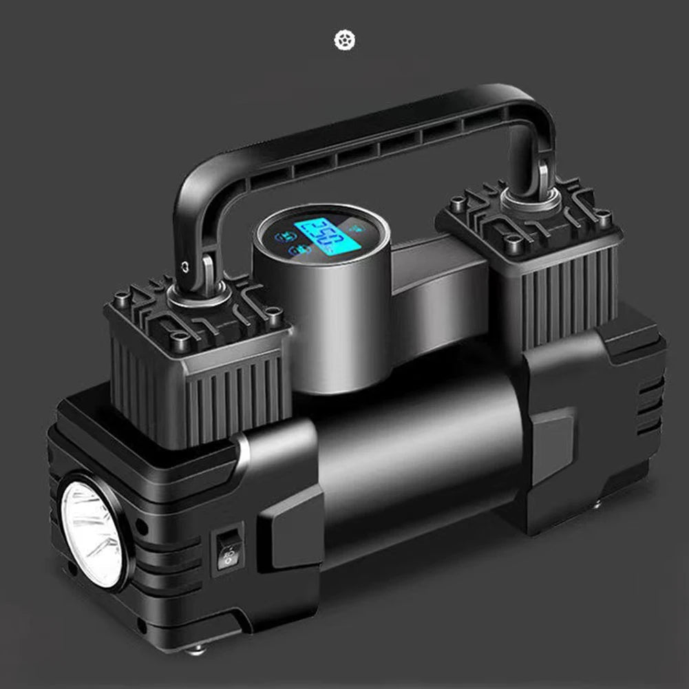 Shunmaii 12V 150PSI Dual Cylinder Tyre Inflator – Heavy Duty Electric Air Pump with LED Light