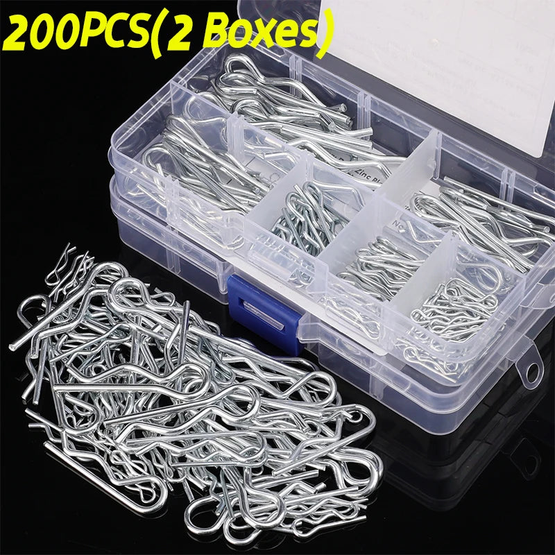 Steel R-Type Cotter Pin Kit – Heavy-Duty Spring Retaining Pins (100 or 200 Pack)