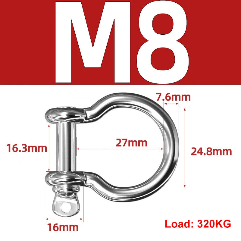 304 Stainless Steel Shackles – D-Ring & Bow (M4–M16)