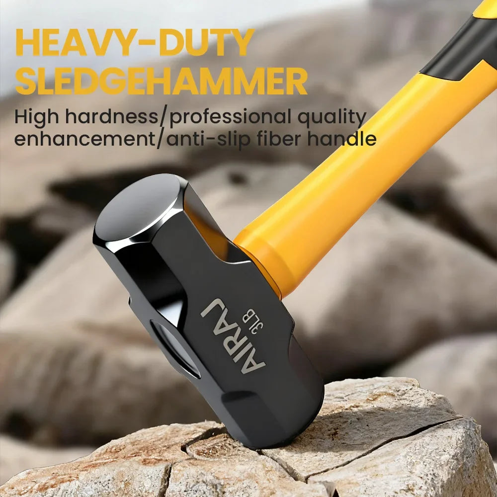 AIRAJ Multifunctional Hammer Set – Shock Reduction Grip | Octagonal, Claw, Rubber Mallet