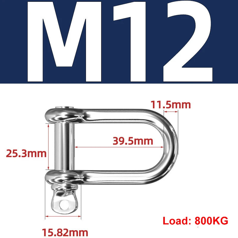 304 Stainless Steel Shackles – D-Ring & Bow (M4–M16)